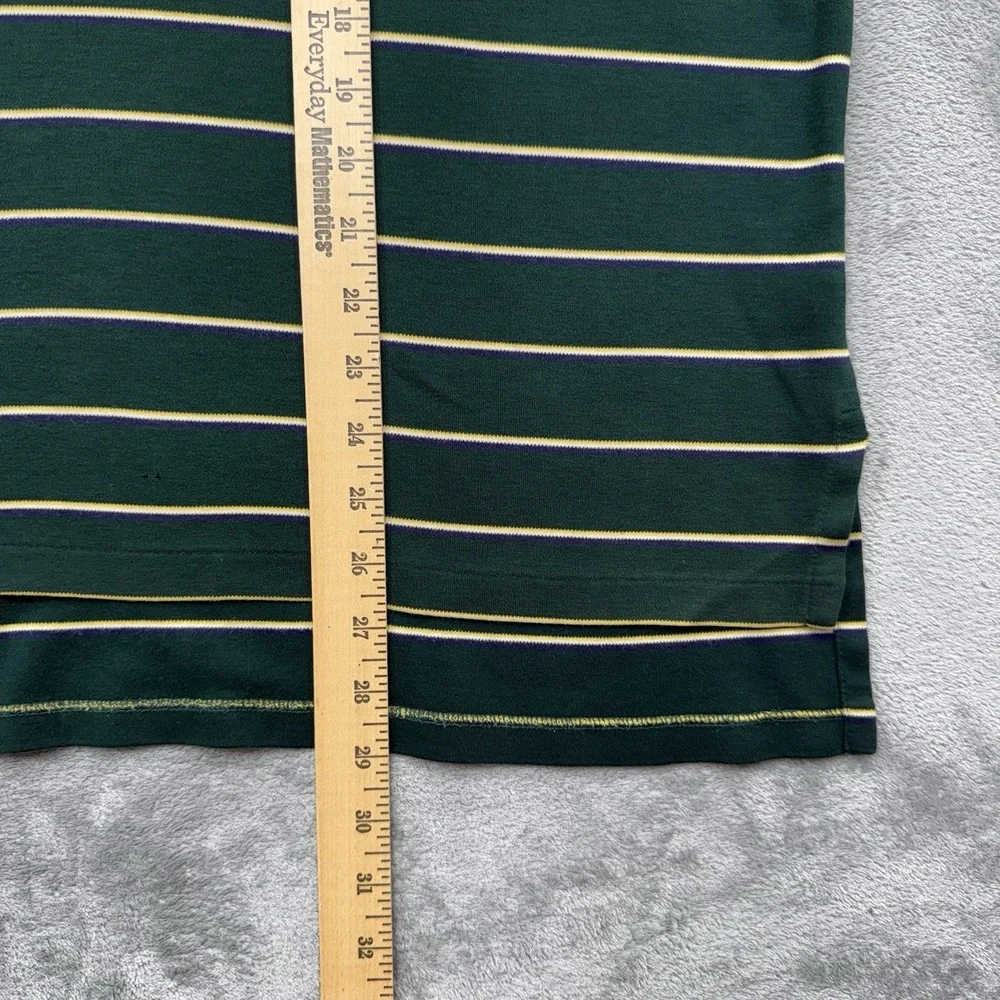 Vintage Ralph Lauren Custom Fit Polo Shirt Green Striped Short Sleeve Size XL